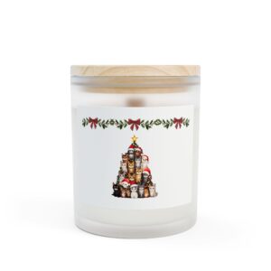 Christmas Cat Stack Frosted Glass Candle — 11oz Holiday Scented Candle