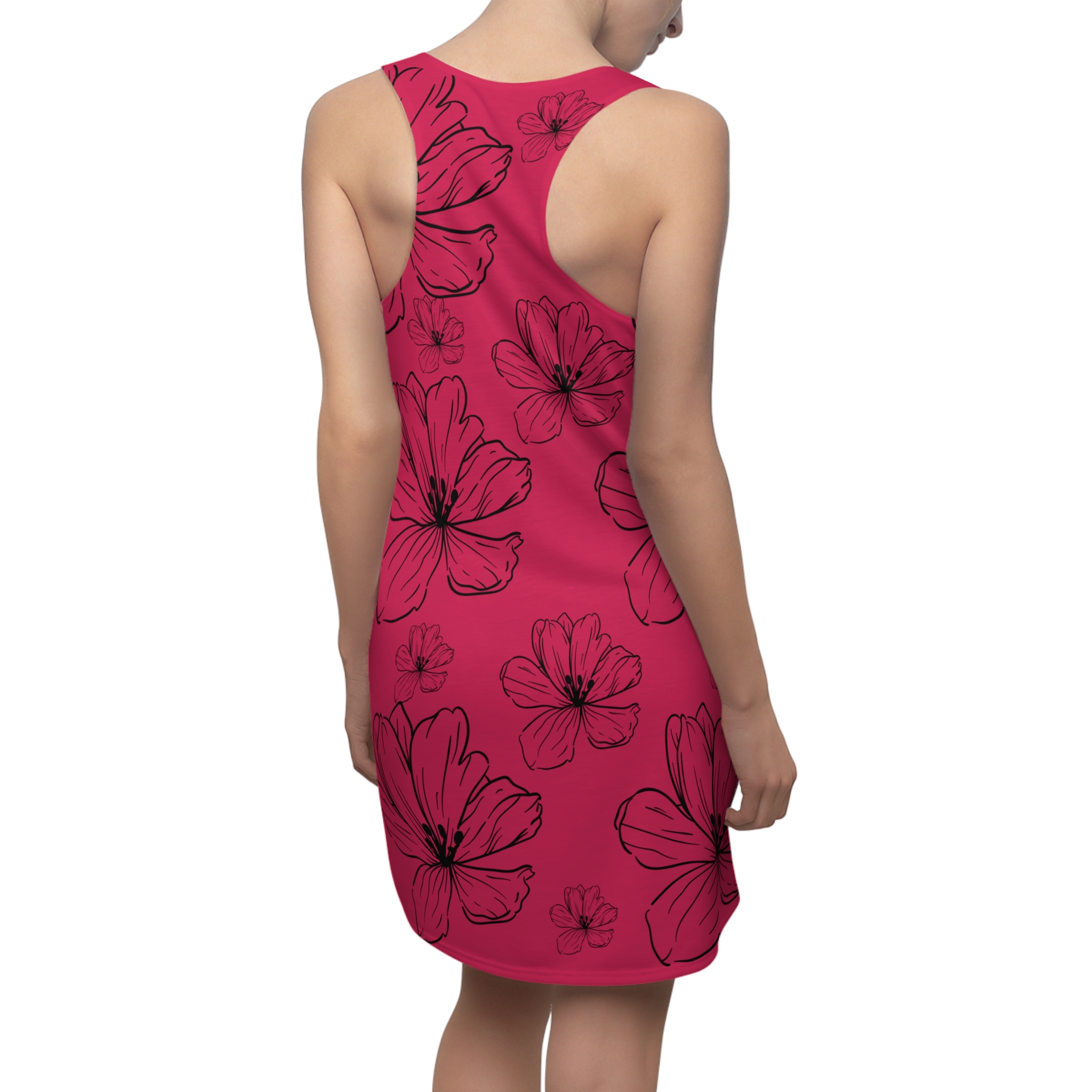 Racerback Dress -Hybicus flower- Red - Image 3