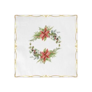 Holiday Wreath Napkin Set — 4-Pack Festive Poinsettia