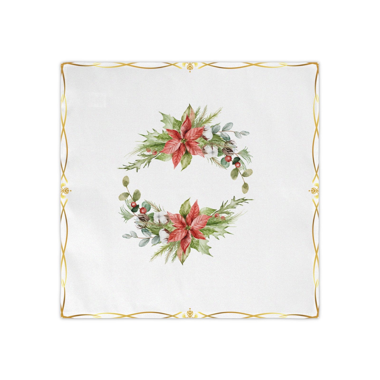 Holiday Wreath Napkin Set — 4-Pack Festive Poinsettia