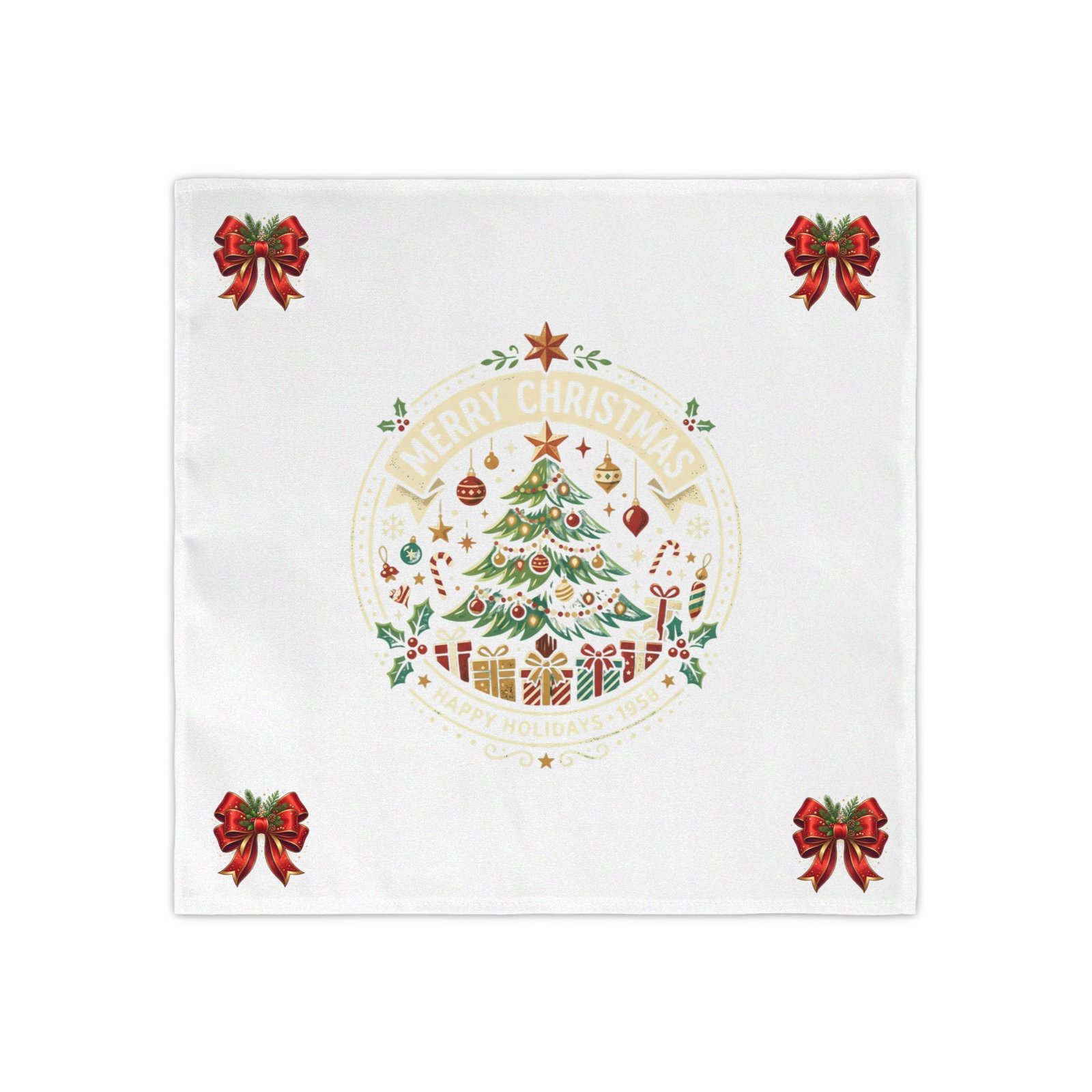 Holiday bow Napkin Set — 4-Pack Festive Cloth Napkins