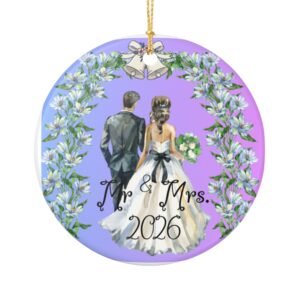 First Christmas Married Ornament 2026 –Mr & Mrs Keepsake for Newlyweds