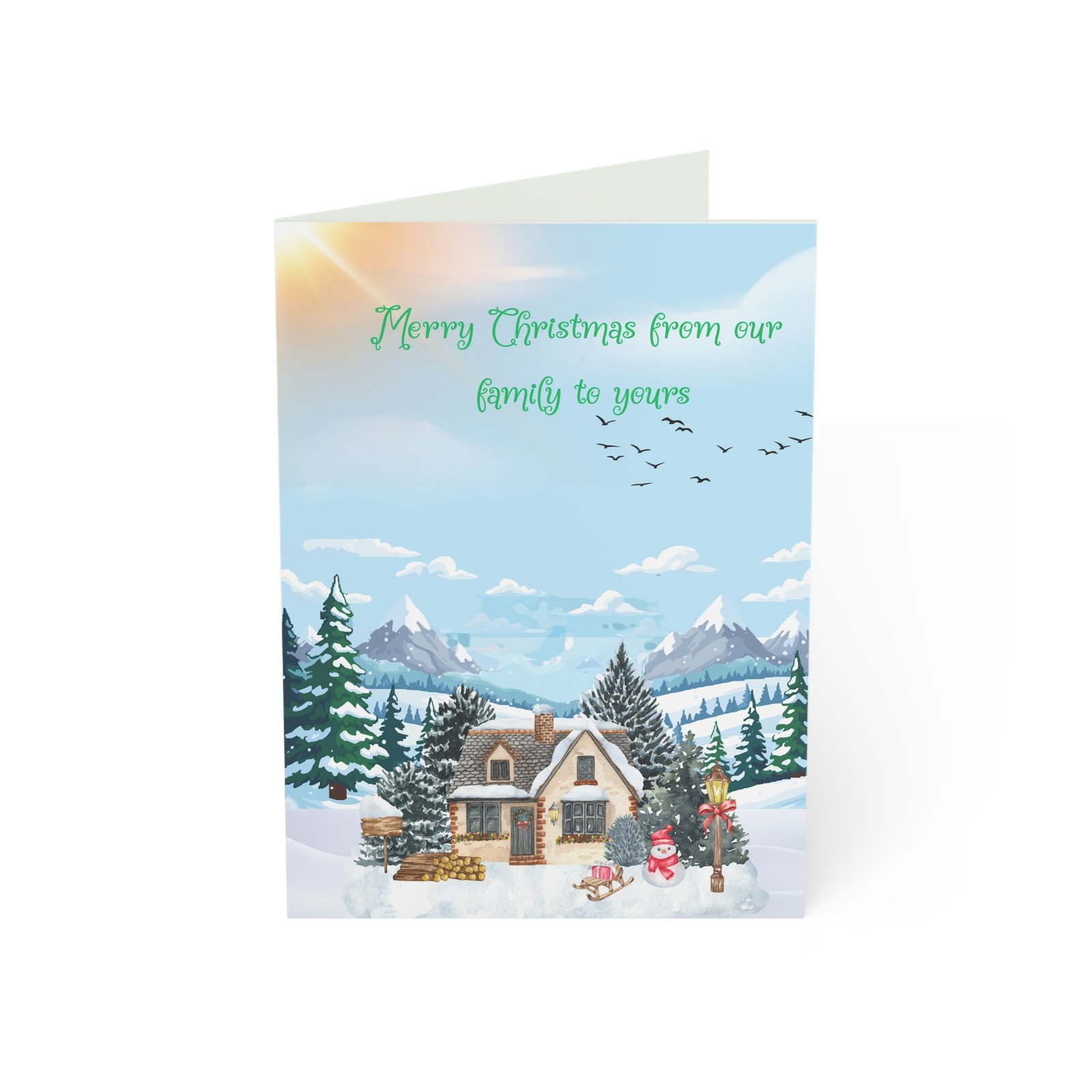 Celebrate the birth of Christ with a beautiful Christmas greeting card. From our family to yours
