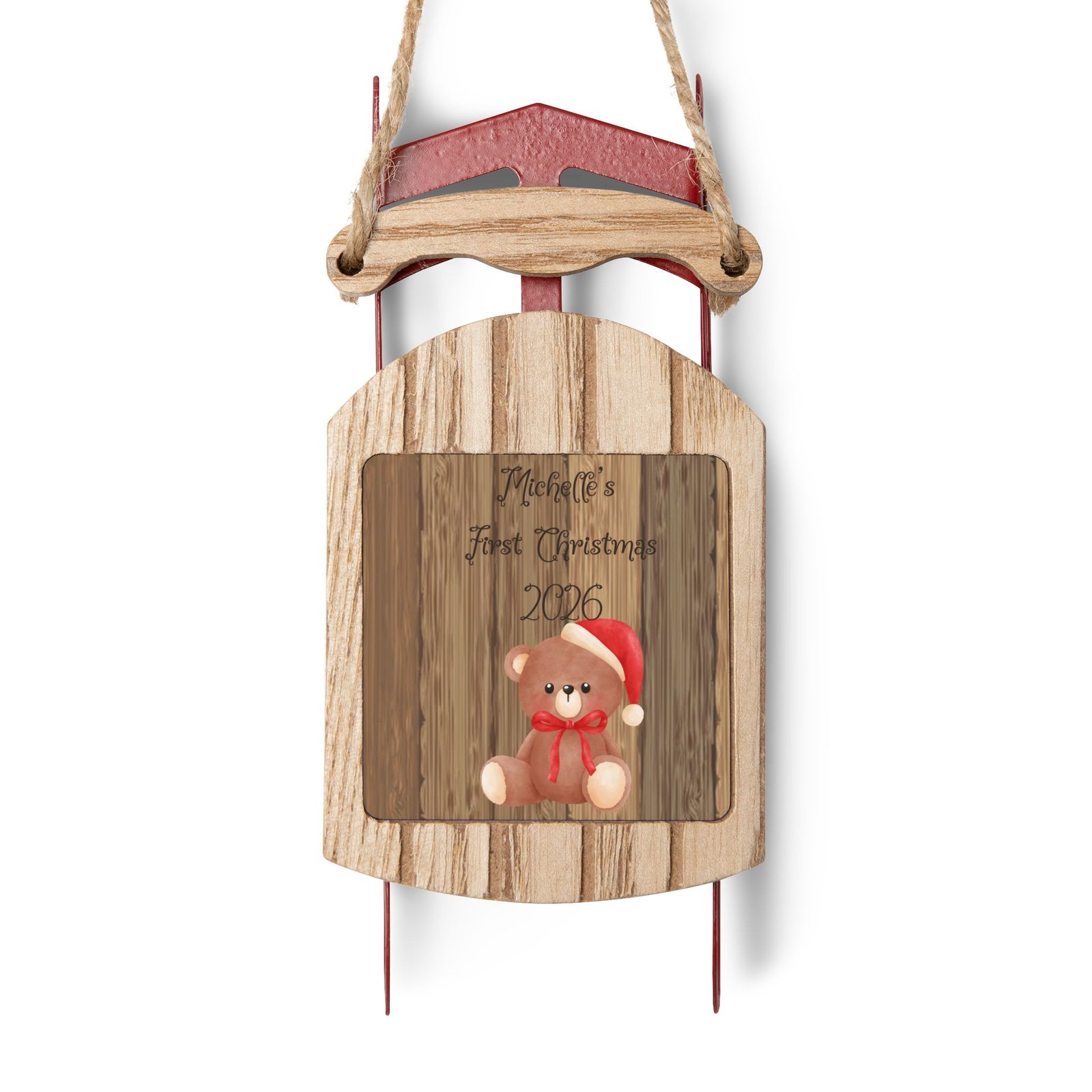 Vintage Sled Christmas Ornament – Rustic Holiday Decor